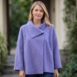 EILEEN FISHER Women's Asymmetrical Jacket Alpaca Silk Viola Bruco Sweater 3X